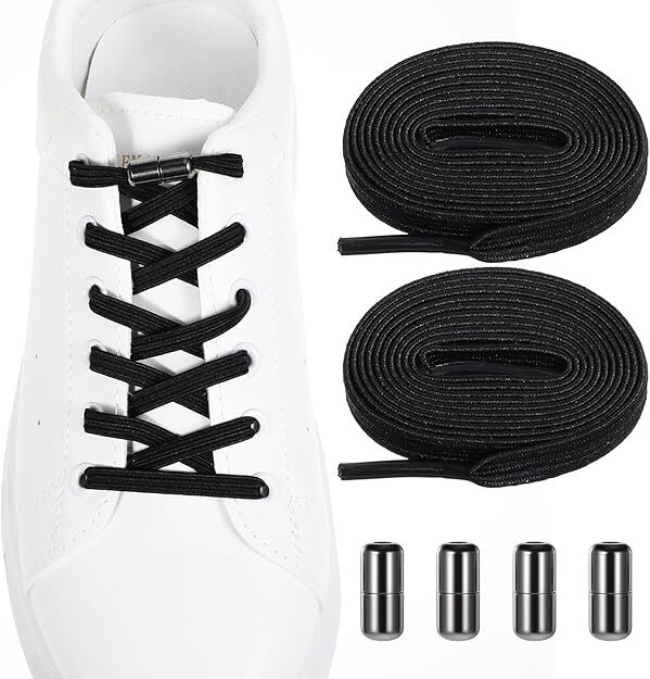 2 Pairs No-Tie Elastic Shoelaces for Sneakers, One Size Fits All Adults