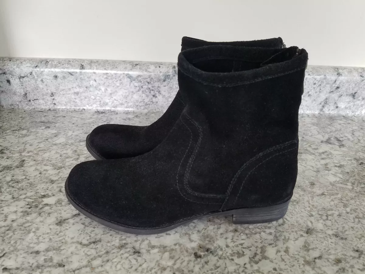 Me Too Ankle RAFA Boots Booties Exposed Back Zipper Black Suede Leather Size 8