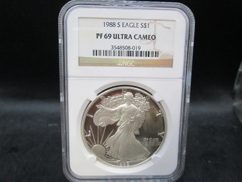 1988 S American Eagle Proof Silver 1oz. Dollar Coin NGC PF 69 Ultra Cameo