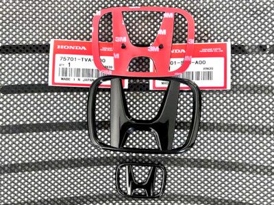 3X Black H Front Rear Steer Grille emblem For Accord Coupe 2Dr 2008-2017 JDM