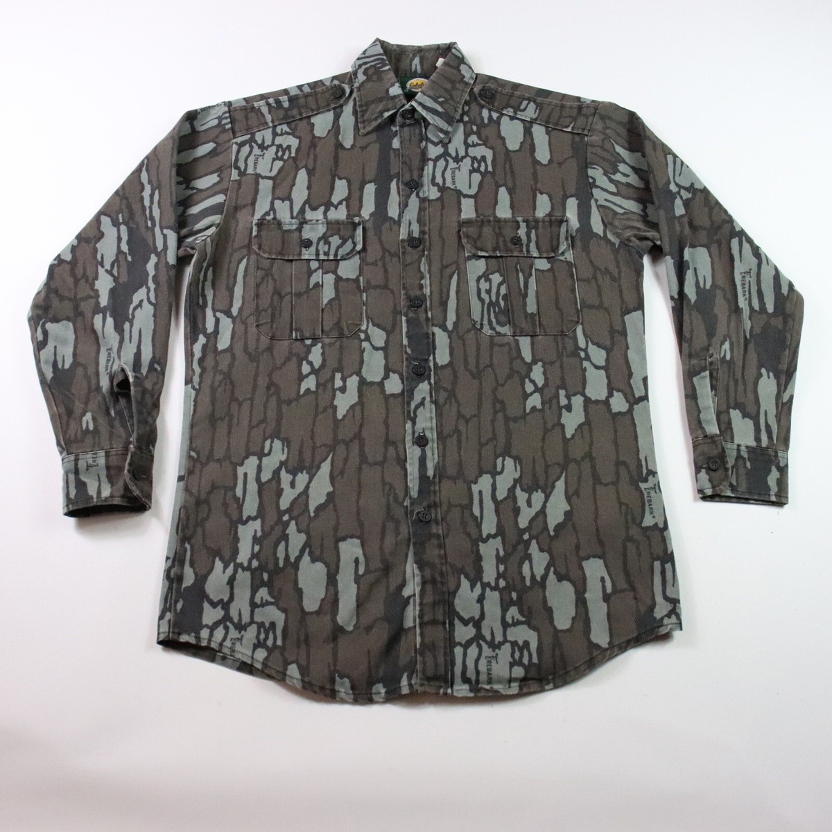 Vintage 80s Trebark Camo Button Up Long Sleeve Hunting Shirt