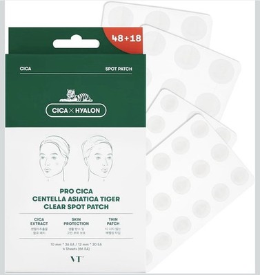 VT COSMETICS Clear Pro Cica Pimple Patches 66 Count Hydrocolloid Acne Patch New