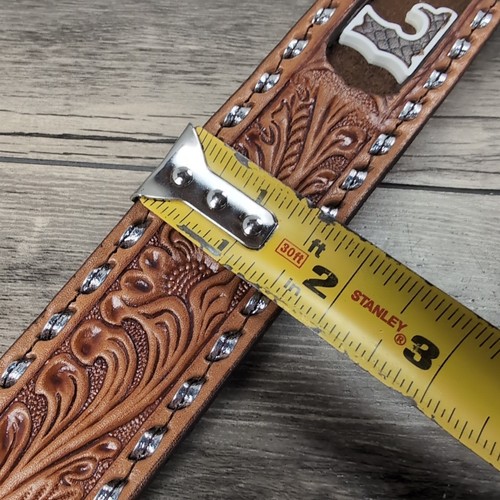 Las Vegas NFR Rodeo Gürtel Western Cognac Braun Verzierter Ledergürtel Floral Gr. 42 - Bild 10 von 13