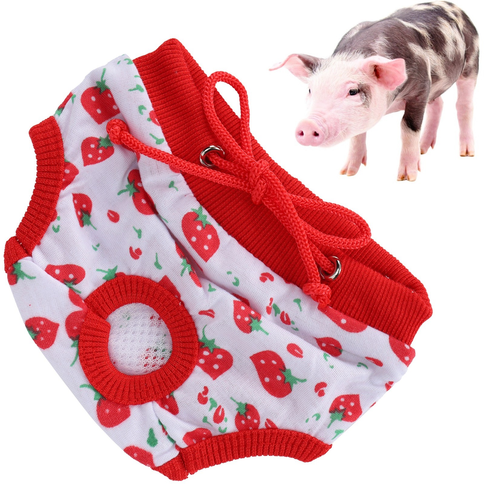 Pet Pigs Physiological Pants Strawberry Pattern Pigs Sanitary Underwear Reusable