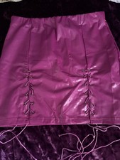 Shein faux leather pink purple mini skirt size M