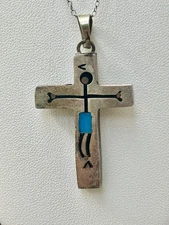 Sterling Silver Taxco Crucifix Halo Enamel  Cross Religious Jewelry 