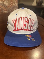 Kansas Jayhawks Vintage 90s Snapback Hat Cap Boy White Block Letter 90s NWOT