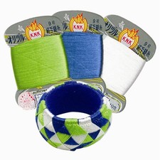 Kaga Yubinuki Thimble Craft Kit - 3-Color Scale Pattern Blue/Green/White