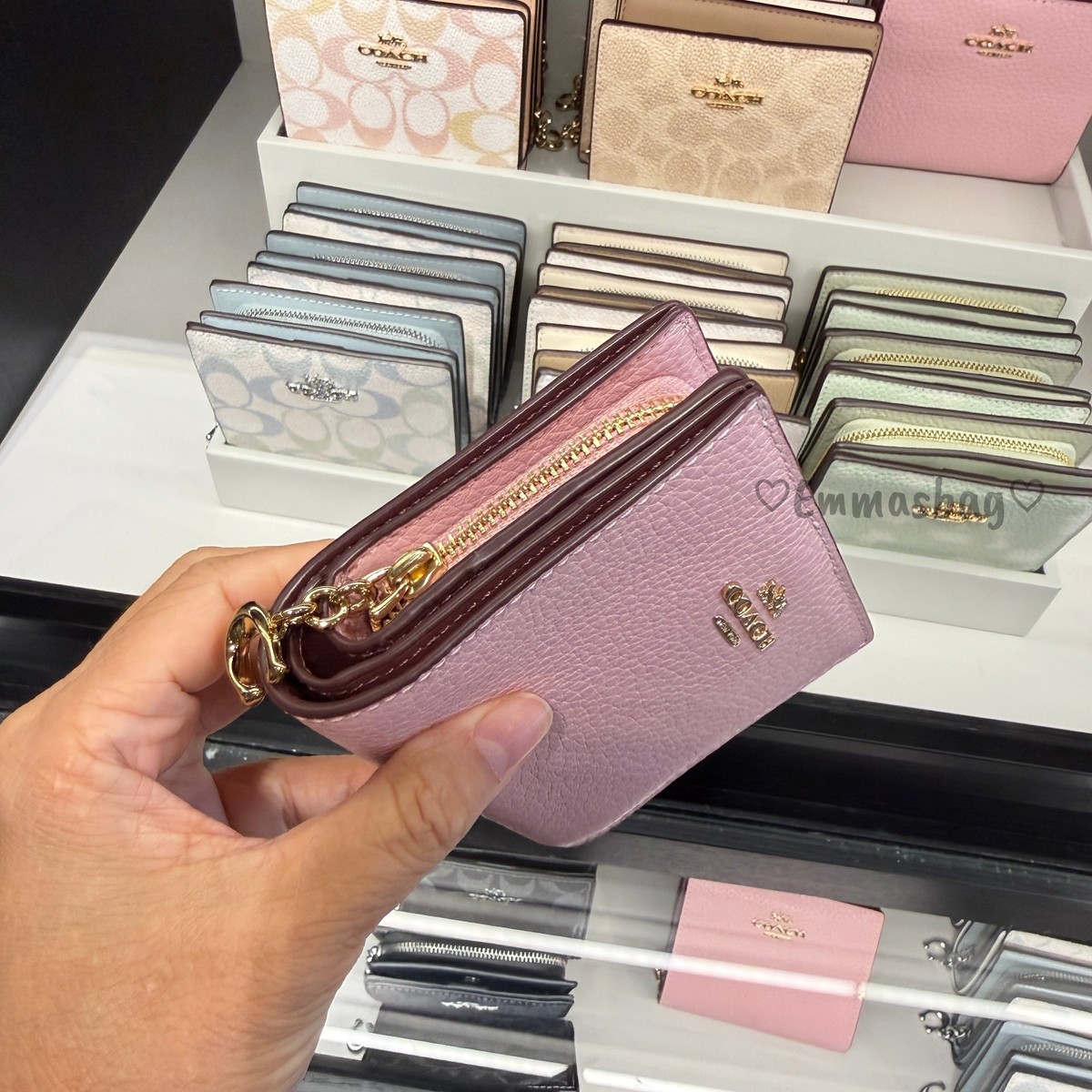 Coach Snap Wallet C2862 pebbled leather/Gold/Carnation | eBay