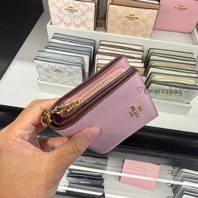 Coach Snap Wallet C2862 pebbled leather/Gold/Carnation | eBay
