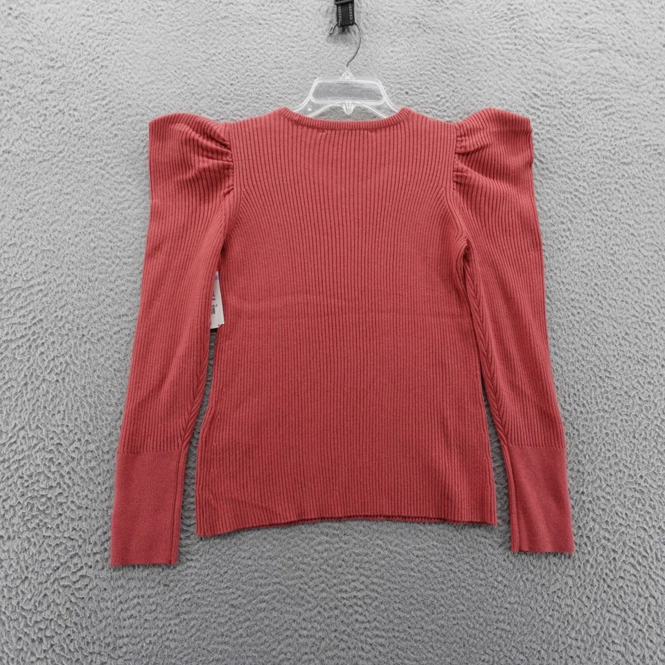 Joes 罗纹袖口毛衣小号红色粉色女式针织上衣圆领新品 — 第 2/4 张图片