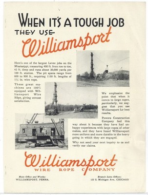 1935 Williamsport Wire Rope Ad: Powers Construction Co.  West Palm Beach BE