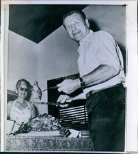 1959 Venezuela Nelson Rockefeller Thanksgiving Dinner Wirephoto 8X8