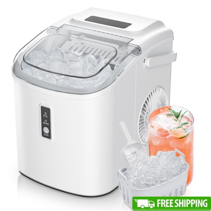 Portable Ice Maker 26lbs Per Day Self-Cleaning Fast 6-Minute Bullet Ice Countertop Machine-image