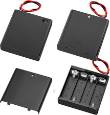 4 AA Battery Holder with Switch 6V Battery Case Holder with Cover 4 Slots 1.5V A
