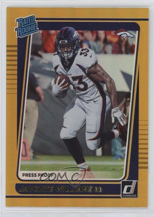 2021 Panini Donruss Rated Rookie Press Proof Premium Javonte Williams #275 xe3