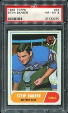 1968 Topps #44 Stew Barber PSA 8 Buffalo Bills Penn State