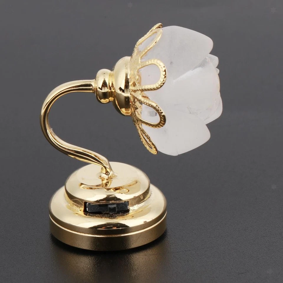 1:12 Dollhouse Miniature Rose Shape Lampada da parete a LED Lampada da tavolo - Immagine 3 di 4