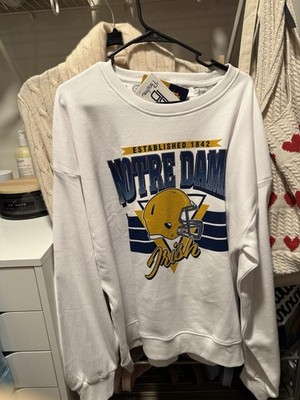 Notre Dame Pressbox White Women s Crewneck Sweatshirt NWT Size XL