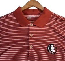 Nike Golf Polo Shirt Men's XL Red Striped Florida State Seminoles Performance