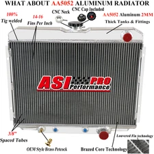 3 Row Aluminum Radiator for 1967-1970 Ford Mustang /Mercury Cougar XR-7 24" Core