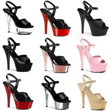 Sandalias Pleaser Kiss-209 6 pulgadas tacón de punta plataforma correa para el tobillo aguja Kiss 209