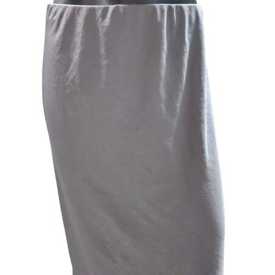 Jenni Kayne Satin Slip Midi Skirt Womens Medium Gray Hammered Texture
