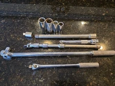 Stanley mix Flex Head Breaker Bar 1/2 3/8 Dr Extension set 1 3 6" 86-413 Socket