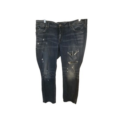 Silver Jeans Co. Women's Sam buyfriend Dark Wash Blue Distressed 20