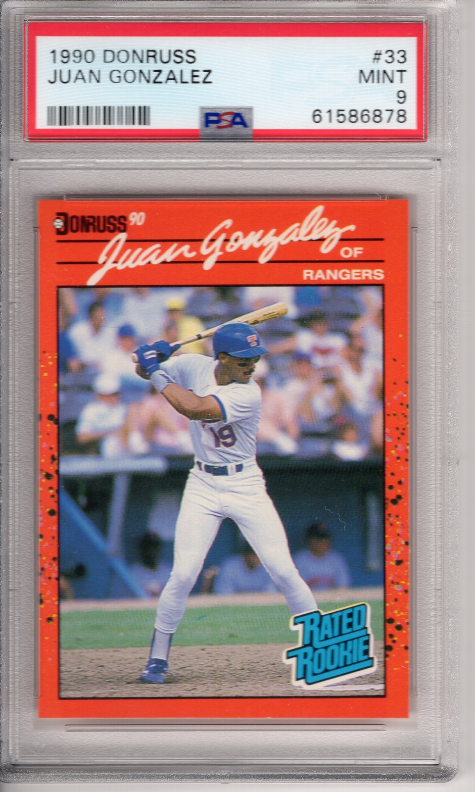 1990 Donruss #33 Juan Gonzalez PSA 9