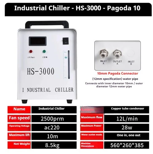 Industrial Water Chiller Water-Cooled CW3000 Industrial Refrigeration Machine - Picture 7 of 12