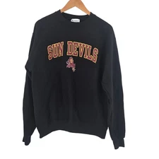 Arizona State ASU black pullover sweatshirt Sun Devils Sparky Champion Mens M