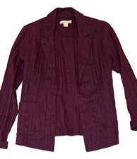 Coldwater Creek Womens XS 4 Purple Plum Open Front Lightweight Blazer NWT