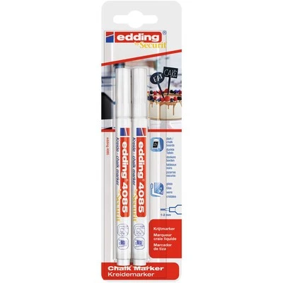 [4-4085-2-1049] edding Marqueur craie liquide 4085 blister de 2 blanc 1-2 mm - Photo 1/4