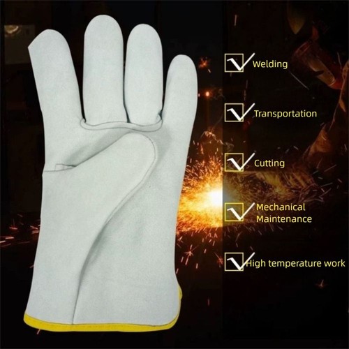 Thick Welding Gloves Cowhide Mechanic Glove New Security Protection - Picture 10 of 10