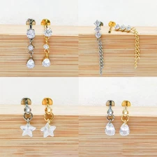 1pc 16G Labret Stud Ear Cartilage Ring Tragus Stud F136Titanium Piercing Jewelry