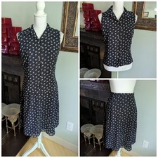 Vtg 90s Liz Claiborne Womens Small Button Up Sleeveless Blouse And Skirt Set