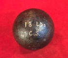 RARE CIVIL WAR 18 LB. CONFEDERATE CANNONBALL / FOUND SC SHORE