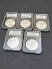 2008 American Silver Eagle NGC MS69 25th Anniver Label-5 Coin Lot-Sequential 1B