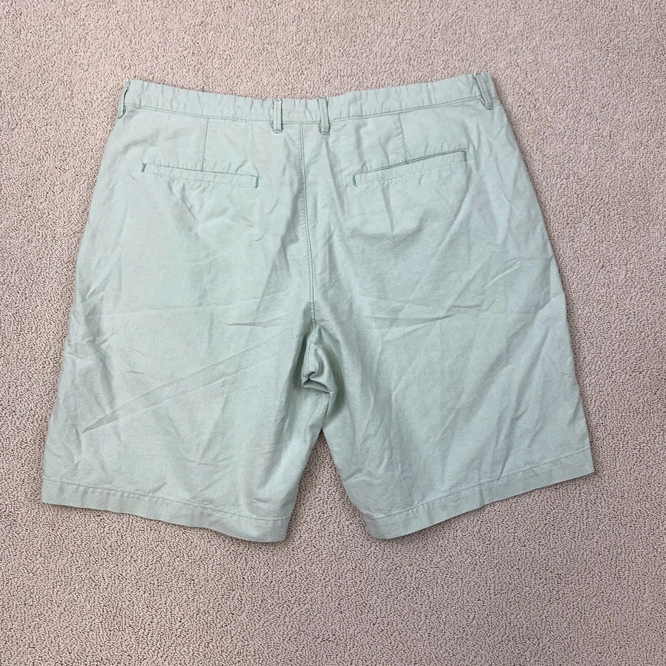 Pantalones Cortos Chinos Merona Frente Plano Para Hombre Cintura 40 Verde Bolsillo Corte 10" Foto 3 de 4