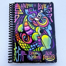 Vintage Lisa Frank Dream Writers Asian Dragon Spiral Flap Notepad Notebook Black