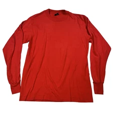 VTG Mens Screen Stars Best Long Sleeve Shirt Blank Tee 50/50 Red Size Large
