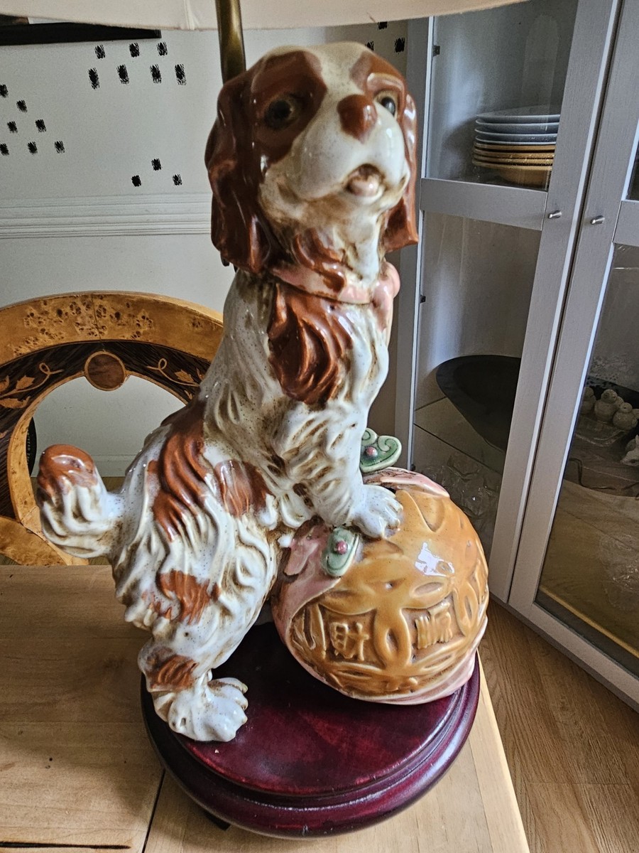Vintage RARE 1960's Staffordshire Spaniel Dog Table Lamp | eBay