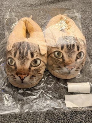 Cat Slippers Lt Grey Tabby