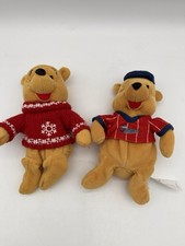 Winnie the Pooh 2 Bean Bag Plush- Baseball Bee Stompers  Winter Sweater