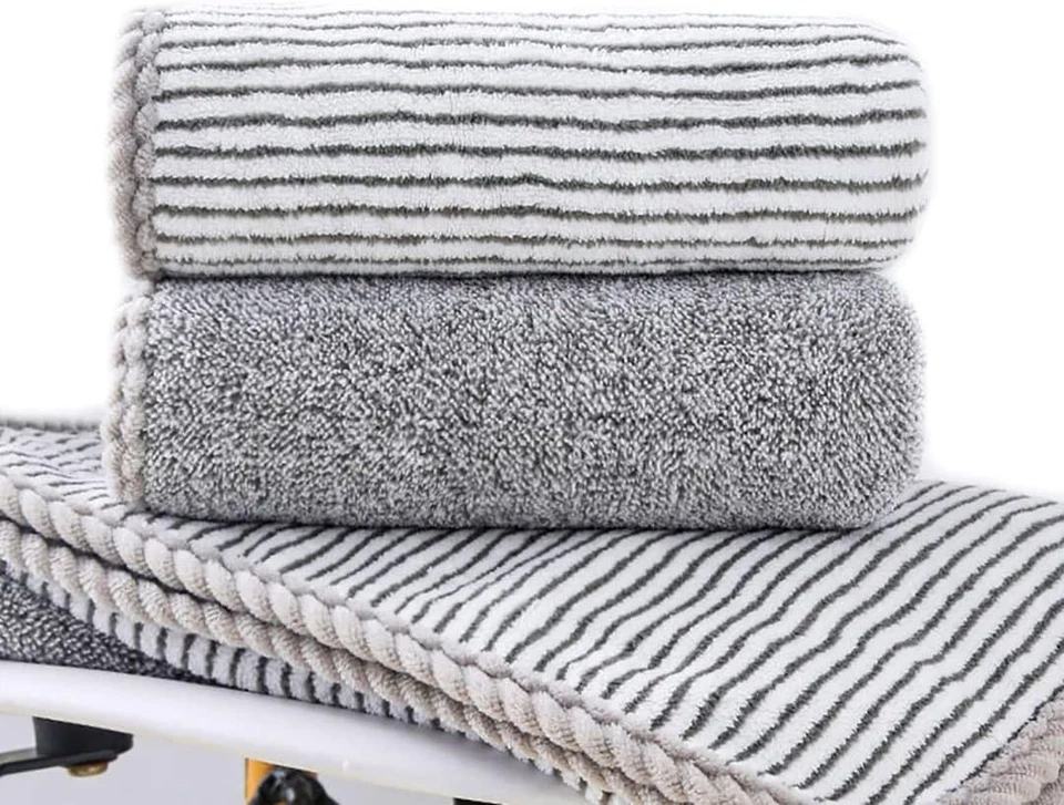 Juego de toallas de terciopelo coral de alta calidad - 2 paños suaves, ideales para spa y baño Foto 3 de 4