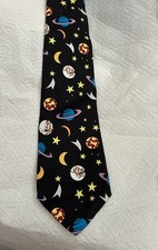 SILK TIE SPACE STARS MOON PLANETS COMET NASA ASTRONOMY SCIENCE CHART MUSEUM New