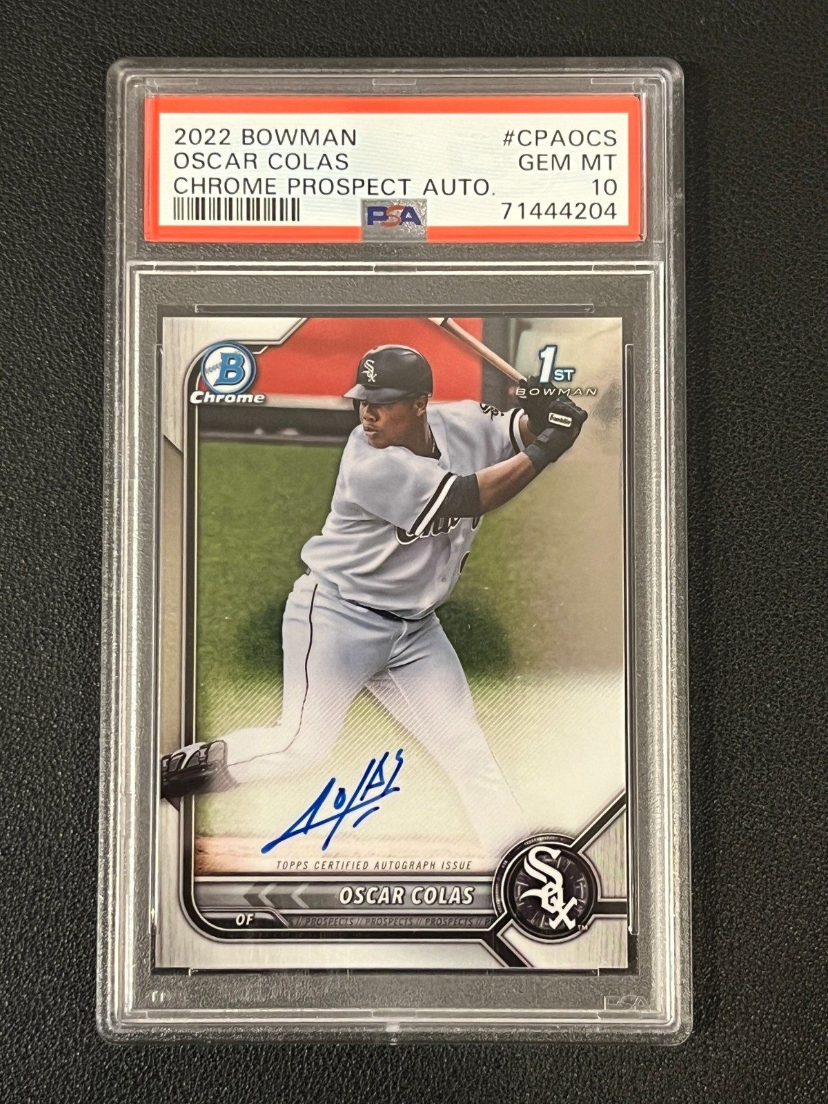 Oscar Colas 2022 Bowman Chrome 1st Prospect Auto PSA 10 White Sox
