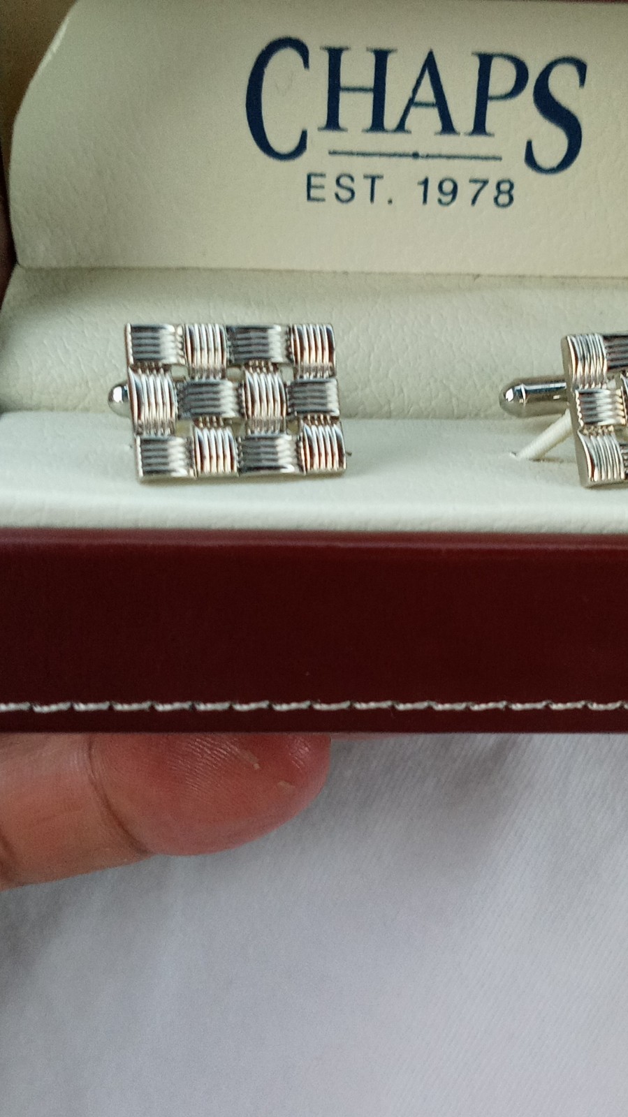 Chaps Silver Tone Rectangle Bullet Back Men's Cuf… - image 1