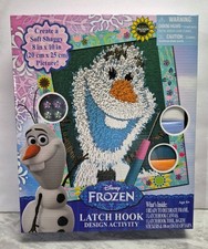 Disney Frozen Olaf Snowman Latch Hook Kit 8"x10" Kids Craft Shaggy Rug NEW